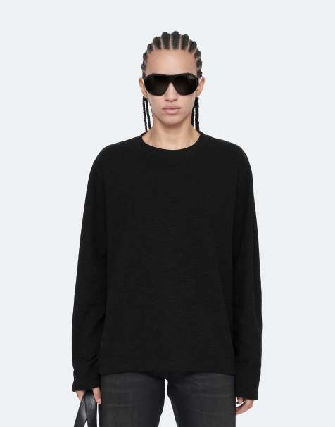 AllSaints Abel camiseta de manga larga en negro azabache - view 1