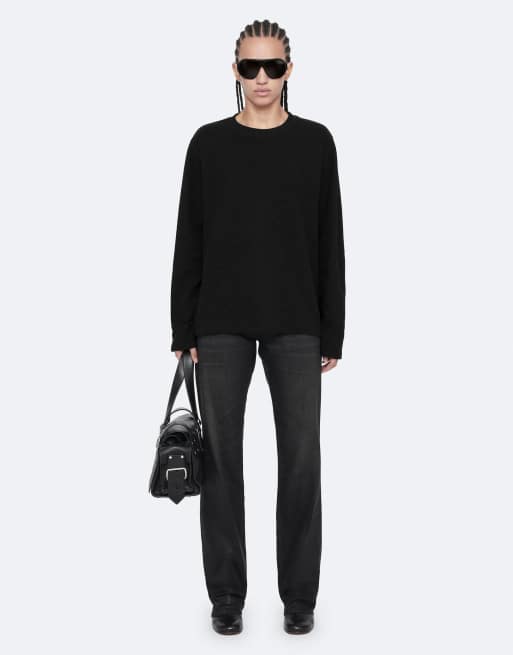AllSaints Abel camiseta de manga larga en negro azabache, 2 de 6