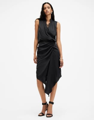 AllSaints - Abi - Spitzenkleid in Schwarz