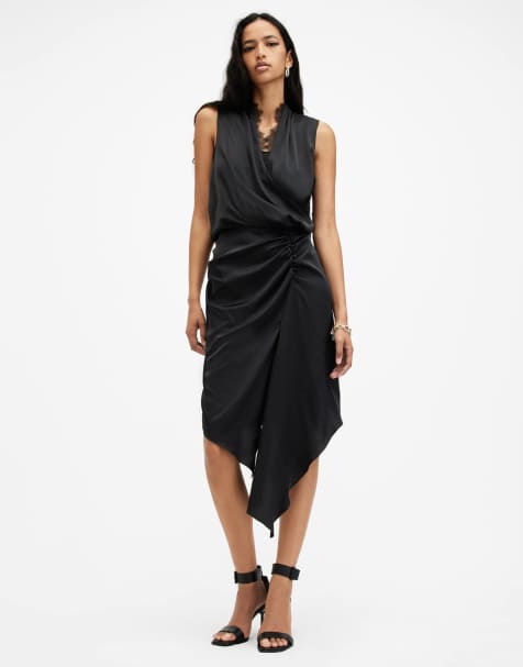 AllSaints – Abi – Spitzenkleid in Schwarz - view 1