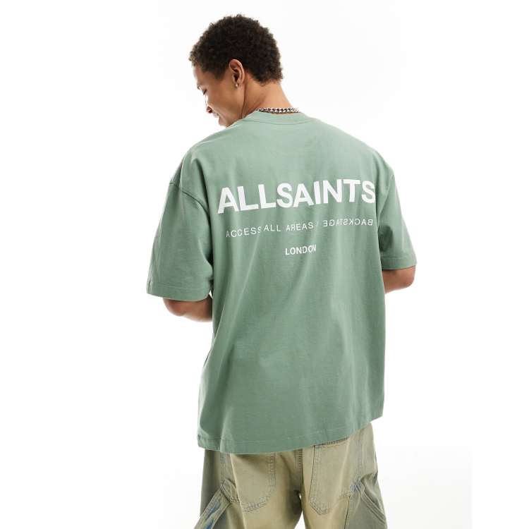 AllSaints Access Underground oversized t-shirt in dusty green | ASOS