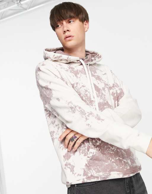 AllSaints - Ace - Hættetrøje i beige og grålilla syrevask