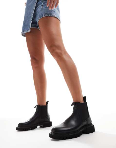 AllSaints Ada leather chelsea boots in black - view 1