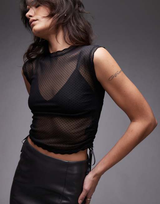 AllSaints - Adara - Top en dentelle - Noir