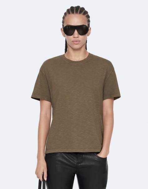 AllSaints Addi T-shirt in gewassen kaki - view 1
