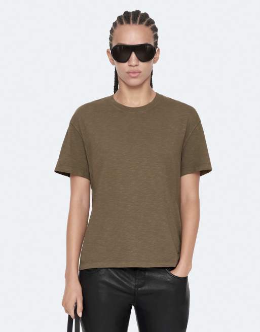 AllSaints Addi T-Shirt in verwaschenem Khaki, 4 von 6