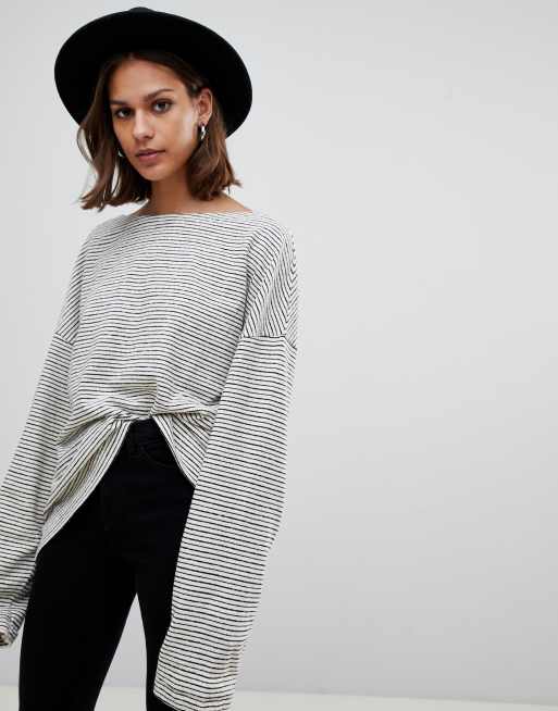 AllSaints – Adelise – Randig topp i oversize-modell