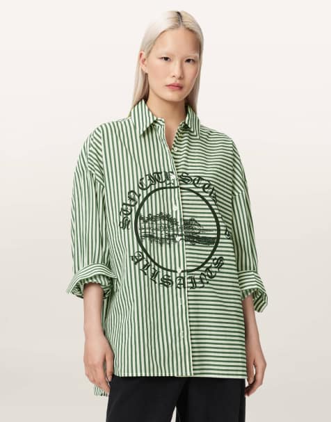 AllSaints - Adrianne - Chemise - Vert pomme et blanc - view 1