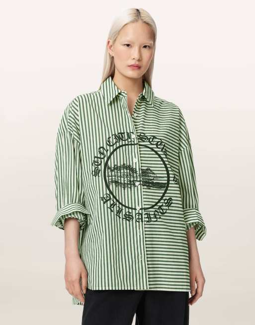 AllSaints - Adrianne - Chemise - Vert pomme et blanc, 4 de 7