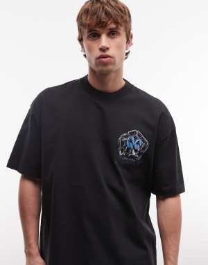 AllSaints Affix short sleeve graphic logo t-shirt with back print in black