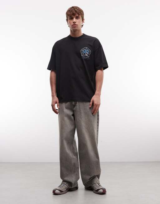 AllSaints Affix short sleeve graphic logo t-shirt with back print in black, 2 of 5