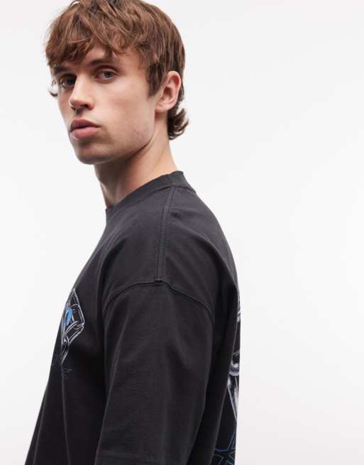 AllSaints Affix short sleeve graphic logo t-shirt with back print in black, 3 of 5