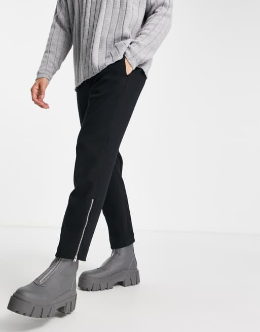 AllSaints agden smart sweatpants with zip detail in black 