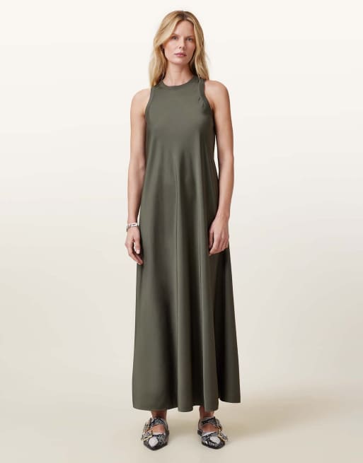 AllSaints – Aida – Kleid in staubigem Olivgrün