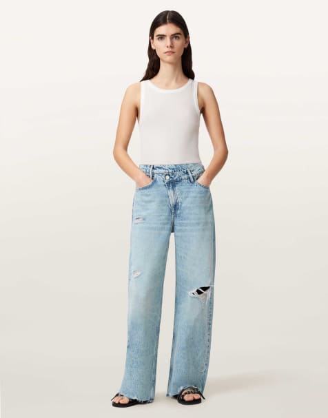 AllSaints - Aki - Jeans met overslag in lichtblauw - view 1