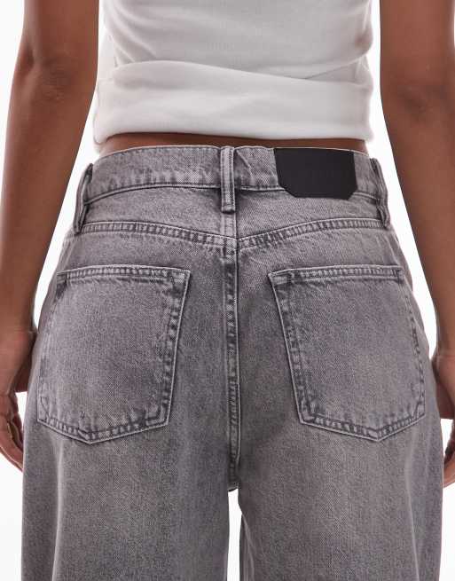 AllSaints - Aki - Mellemvasket grå jeans med vide ben og krydsende talje i denim, 4 af 5