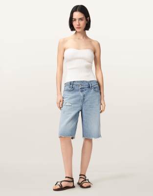 Aki - Shorts in Destroy-Hellblau mit überkreuztem Bund Blau W25