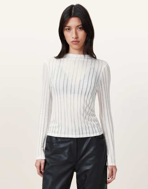 AllSaints - Aki - T-shirt met lange mouwen in wit - view 1