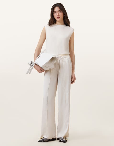 AllSaints - Alba - Pantalon en satin - Blanc tofu - view 1