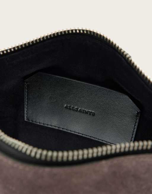 AllSaints Alba suede leather zip cross-body bag in brown, 4 of 4