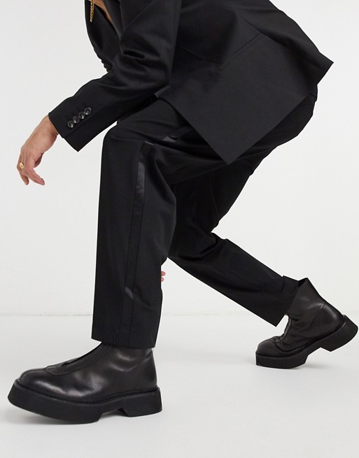 AllSaints Alcor tuxedo stripe drawstring trousers in black