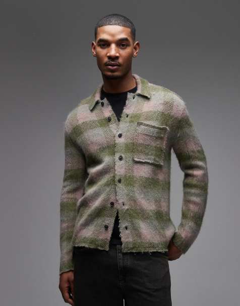 AllSaints Alder cardigan in pink and green stripe