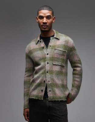 AllSaints - Alder - Gilet à rayures - Rose et vert