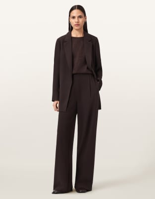 AllSaints - Aleida - Hose in Ochsenblutrot mit weitem Bein