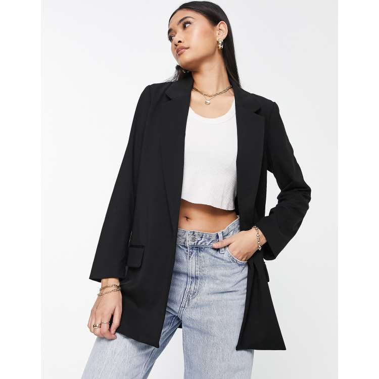 AllSaints Aleida jersey blazer in black | ASOS