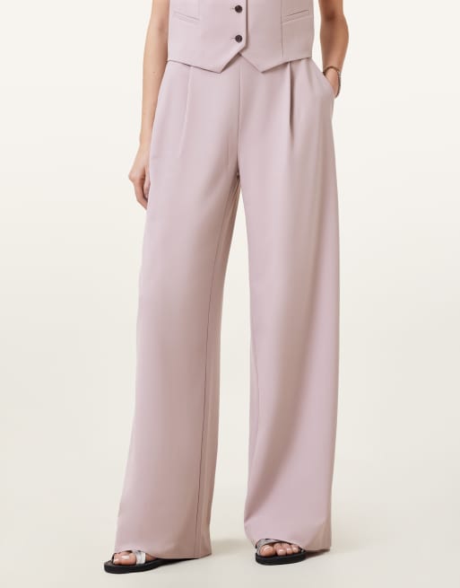 AllSaints - Aleida - Pantalon large - Rose mauve craie
