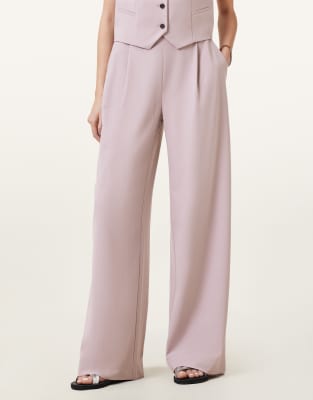 AllSaints - Aleida - Weit geschnittene Hose in Mauve-Kreiderosa
