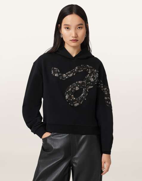 AllSaints – Alenka Pippa – Kapuzenpullover in Schwarz - view 1