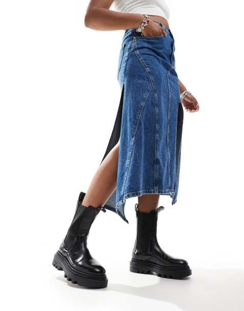 AllSaints - Alex - Bottines chelsea en cuir à semelle chunky - Noir - view 1