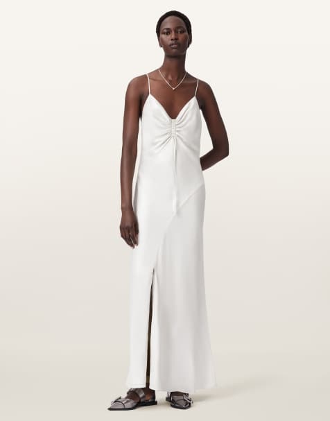 AllSaints – Alexia – Maxikleid in Austernweiß - view 1