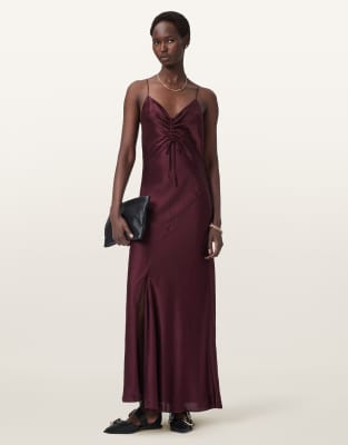 AllSaints - Alexia - Maxikleid in Ochsenblutrot