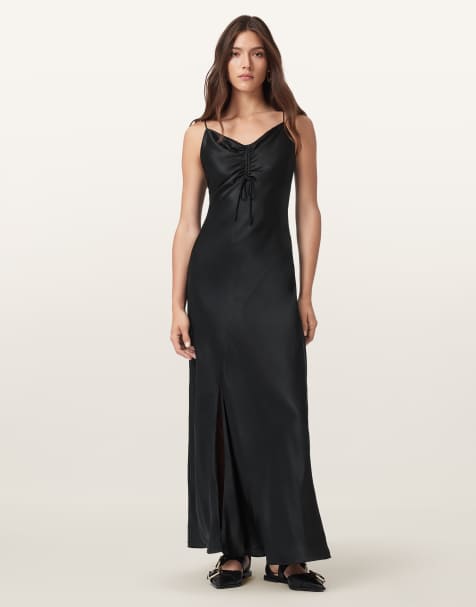 AllSaints – Alexia – Maxikleid in Schwarz - view 1