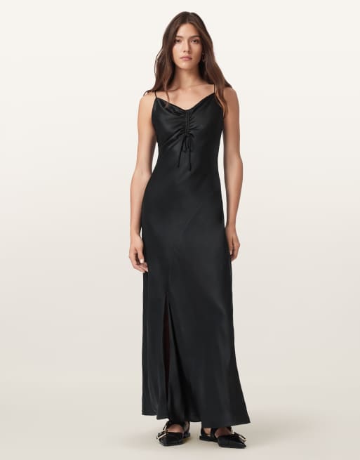 AllSaints – Alexia – Maxikleid in Schwarz
