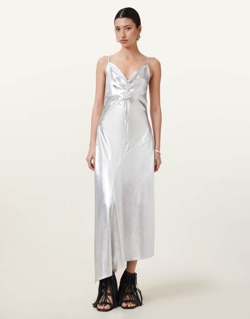 AllSaints - Alexia - Robe - Argenté métallisé