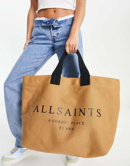AllSaints Ali Tote bag en toile Fauve ASOS