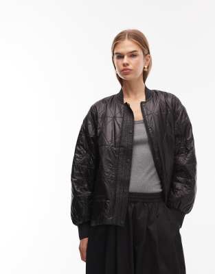 AllSaints Allsaints Alii quilted bomber in black