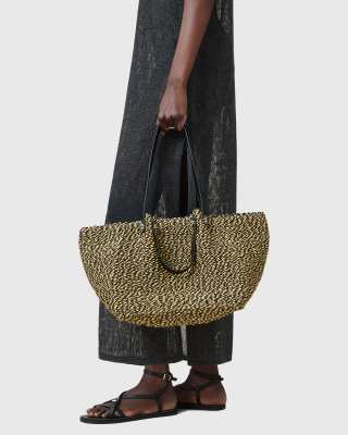 Allsaints Womens Black/natural Allington Straw Tote Bag