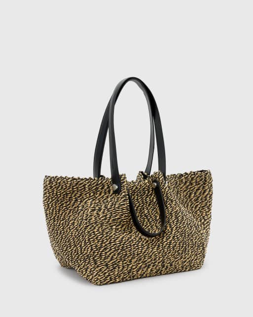 AllSaints – Allington – Papierowa torba typu tote w kolorach naturalnym i czarnym
