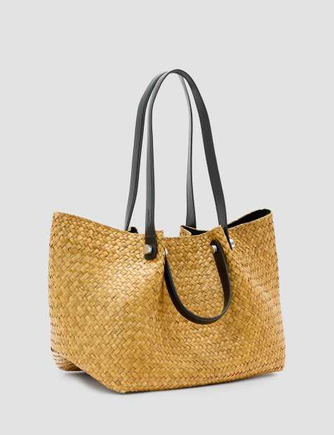 AllSaints Allington straw shoulder bag in natural - view 1