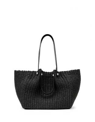 Allsaints Allington Black Straw Tote Bag