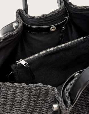 Allsaints Allington Black Straw Tote Bag