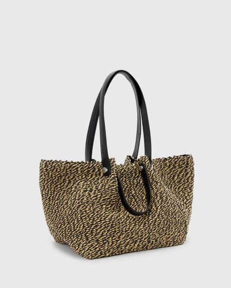 AllSaints - Allington - Tote tas van papier in zwart/naturel - view 1