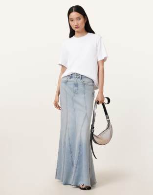 AllSaints - Alma - Jeansrock in hellem Indigoblau