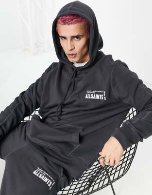 Allsaints Alna overhead hoodie in black  - ASOS Price Checker