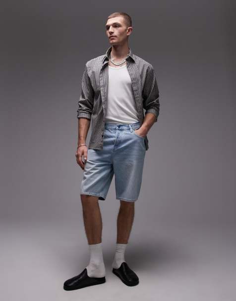 Allsaints alva short in pale indigo blue