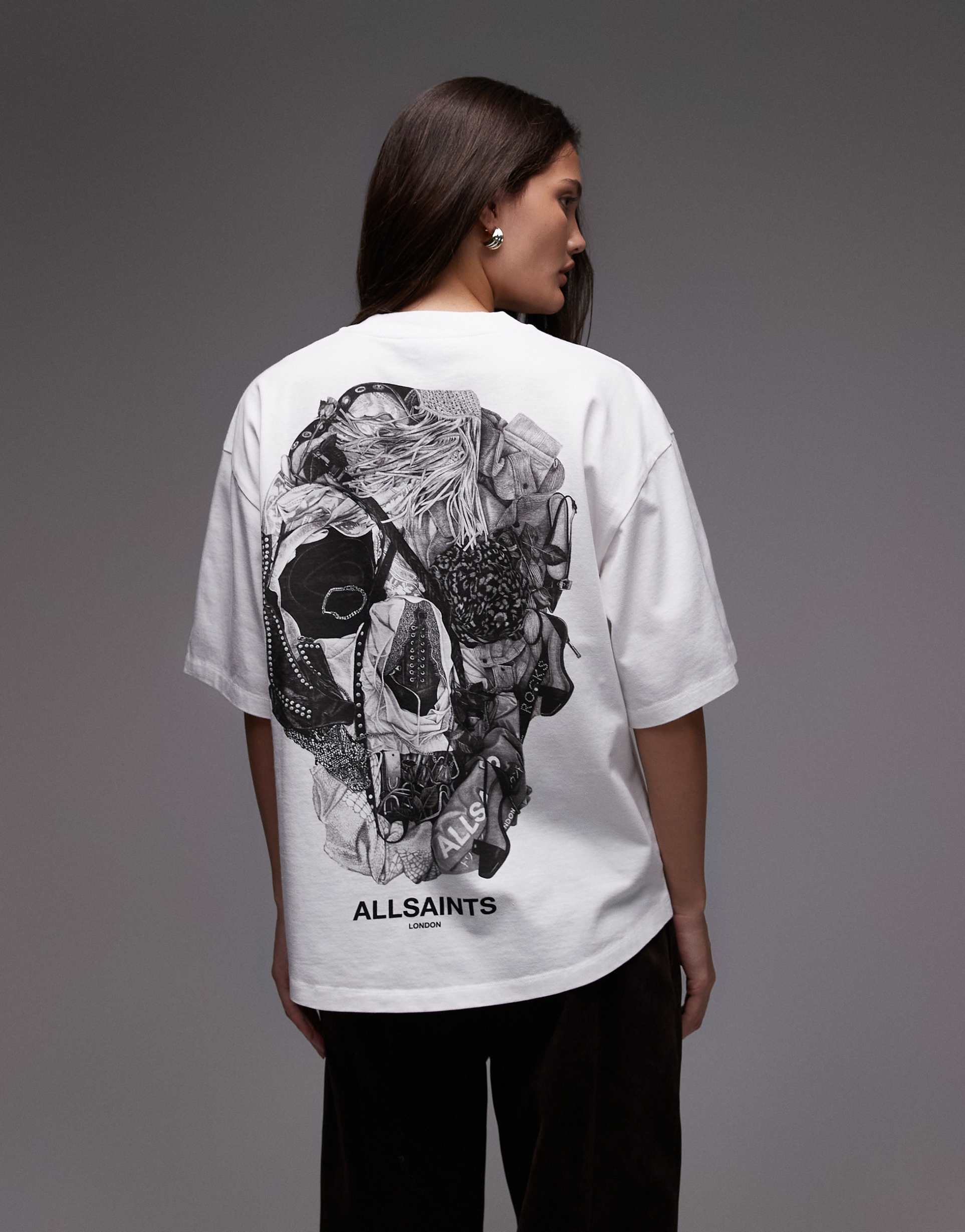 allsaints amelie heaps t-shirt in white
